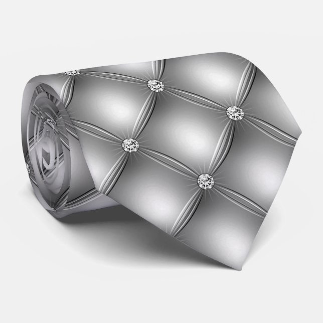 Cravate Arrière - plan gris et perles (Roulé)