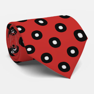 Cravate Arrière - plan rouge Polka noir/blanc (modifiable)