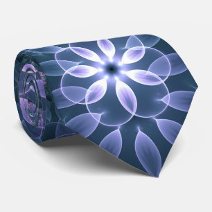 Cravate Art abstrait de motif fractal 3D bleu violet rose