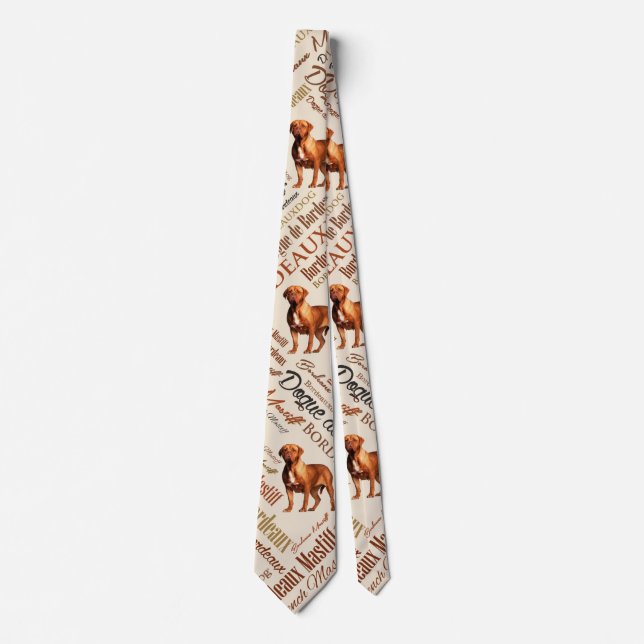 Cravate Art de Dogue de Bordeaux Word (Devant)