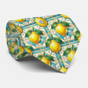 Cravate Art Deco Amalfi Citron Méditerranéen Diamants