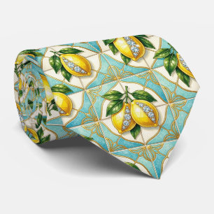Cravate Art Déco Amalfi Lemon Méditerranéen Diamants