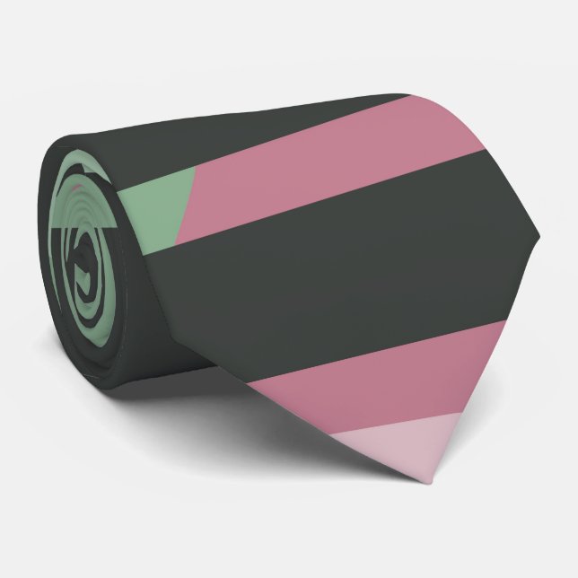 Cravate Art Deco Composition Pink and Green #3 (Roulé)