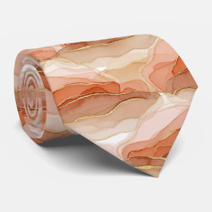 Cravate Art fluide accentué d'or - Marbre Sienne