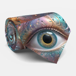 Cravate Art Fractal Blue Eyeball,