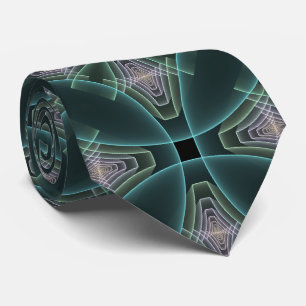 Cravate Art graphique géométrique fractal sarcelle moderne