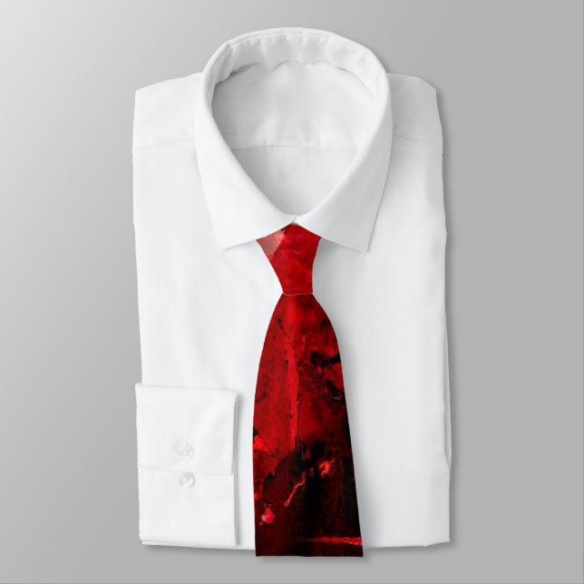 Cravate Art moderne de la peinture rouge Abstraite (Attaché)