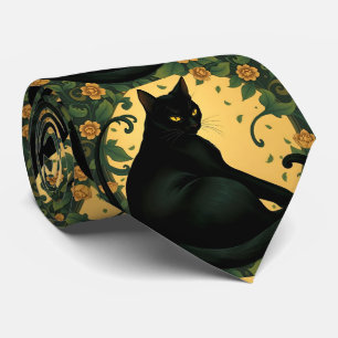 Cravate Art nouveau coloré Art Nouveau Chat noir Motif