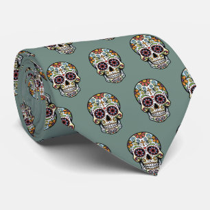 Cravate Art Pop Dia de los Muertos Crâne de Sucre Bande De