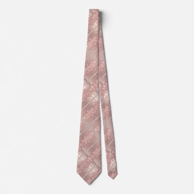 Cravate Art Rose Gold Blush Parties scintillant Ét (Devant)