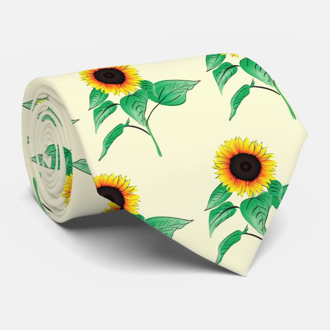 Cravate Art Sunflowers - Choisissez / ajoutez vos couleurs (Roulé)