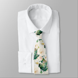 Cravate ArtsApp H2 Roses Mariage Crème Albâtre