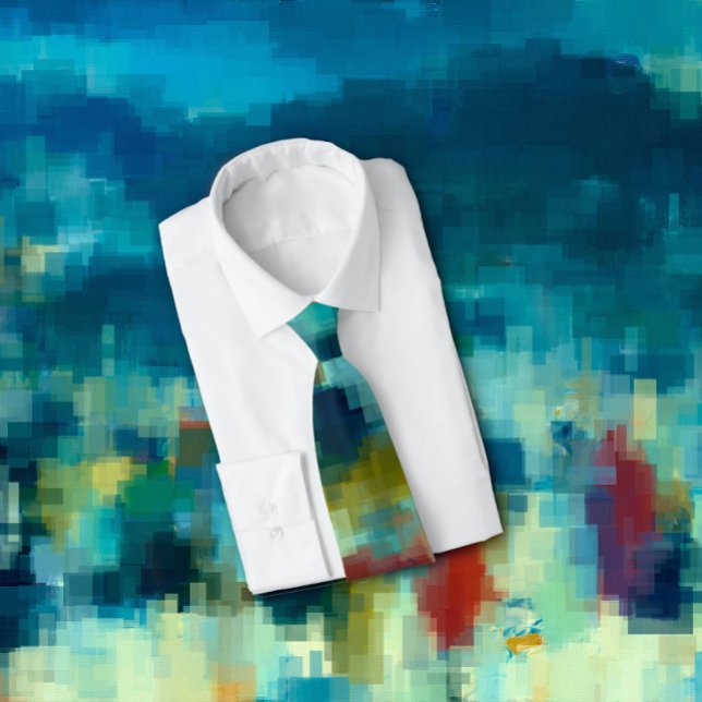 Cravate Artsy Winter Colours Moderne Cubiste Abstrait (Designer ties with my original artwork make unique gifts for anyone, even yourself! )
