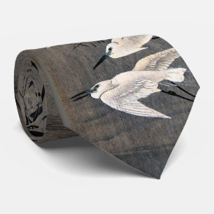 Cravate asiatique de collage de héron d'oiseaux