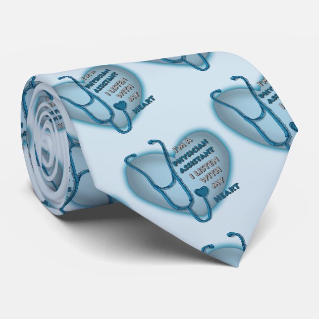 Cravate Assistant du médecin du coeur bleu (Roulé)