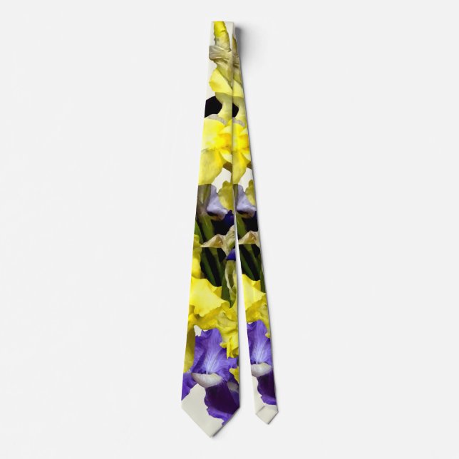 Cravate Assortiment d'Irises jaune et violet (Devant)