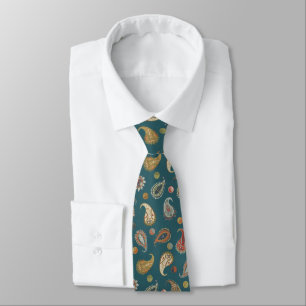 Cravate Astro Paisley & Yin Yang Points Sarcelle Orange Ol