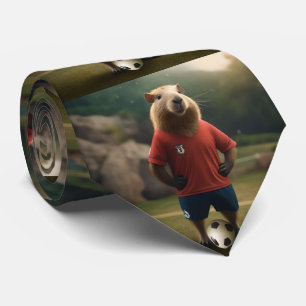 Cravate "Attrapeur de buts : Le Capybara Star du Football"