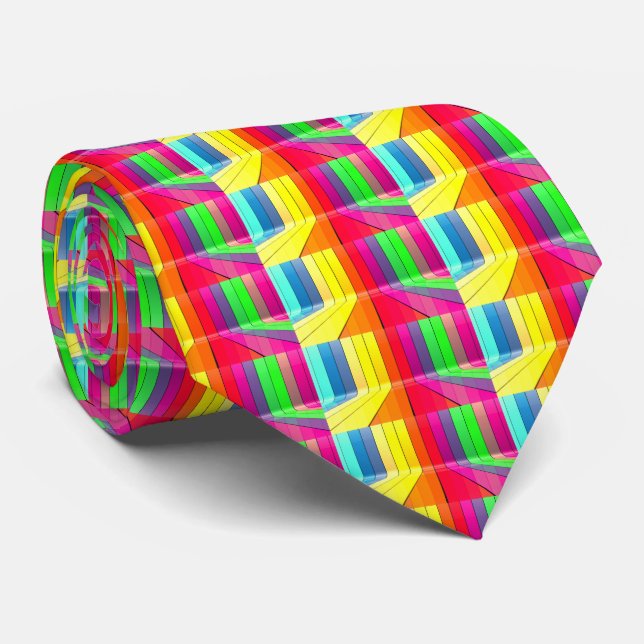 Cravate au néon de motif de couleur multi (Roulé)