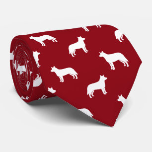 Cravate Australian Cattle Dog Silhouettes Pattern Red