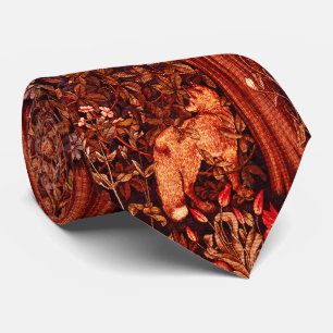 Cravate AUTOMNE FOREST ANIMALS Hares, Fox, Brown rouge Flo