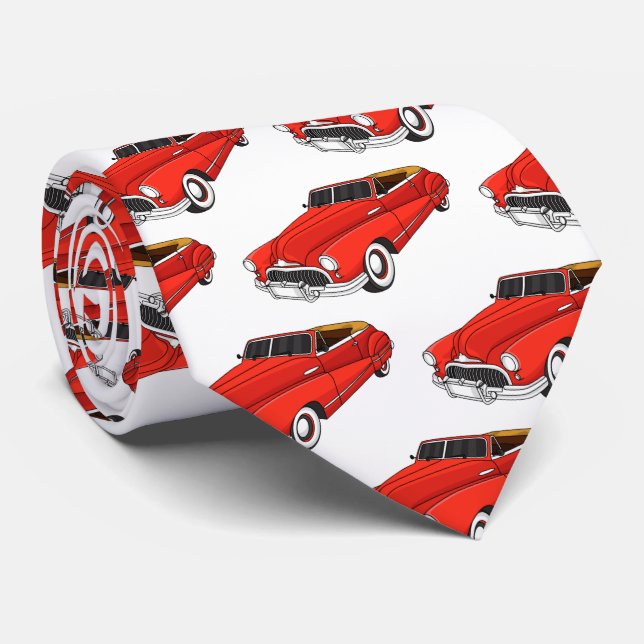 Cravate Automobile classique rouge 1948 (Roulé)