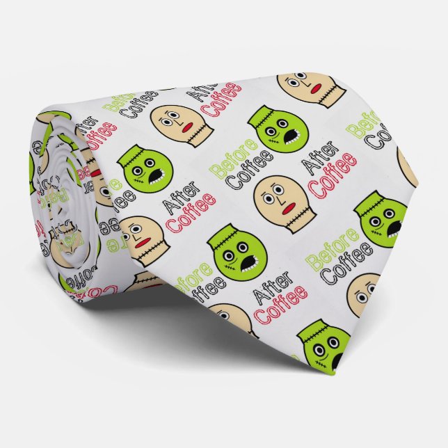 Cravate Avant Café, Après Café, Monstre De Café (Roulé)