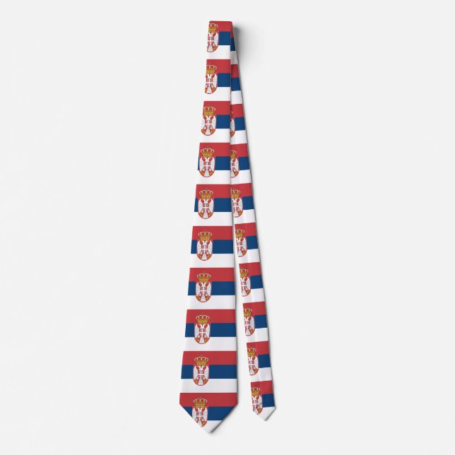 Cravate avec Drapeau de Serbie (Devant)