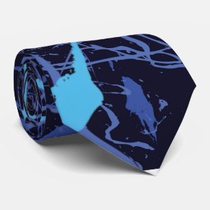 Cravate avec éclaboussures de peinture bleue