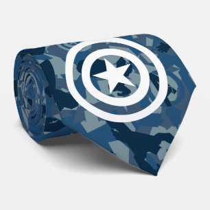 Cravate Avengers   Captain America Motif camouflage bleu