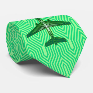 Cravate Avion Art Déco, Émeraude et Vert Jade