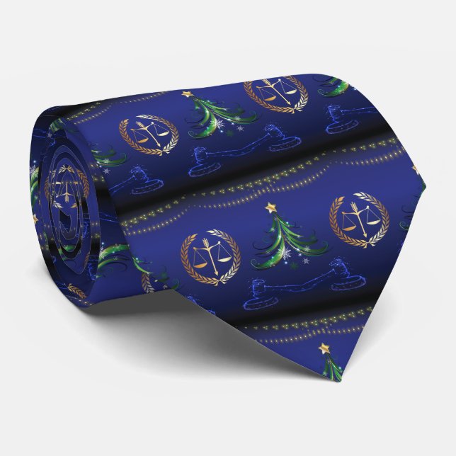 Cravate Avocat Arbre de Noël Élégant (Roulé)