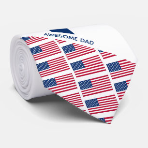 Cravate Awesome Dad AMERICAN FLAG Monogram