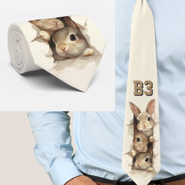 Cravate B3 Three Bunnies 3D Illusion  (Créateur téléchargé)