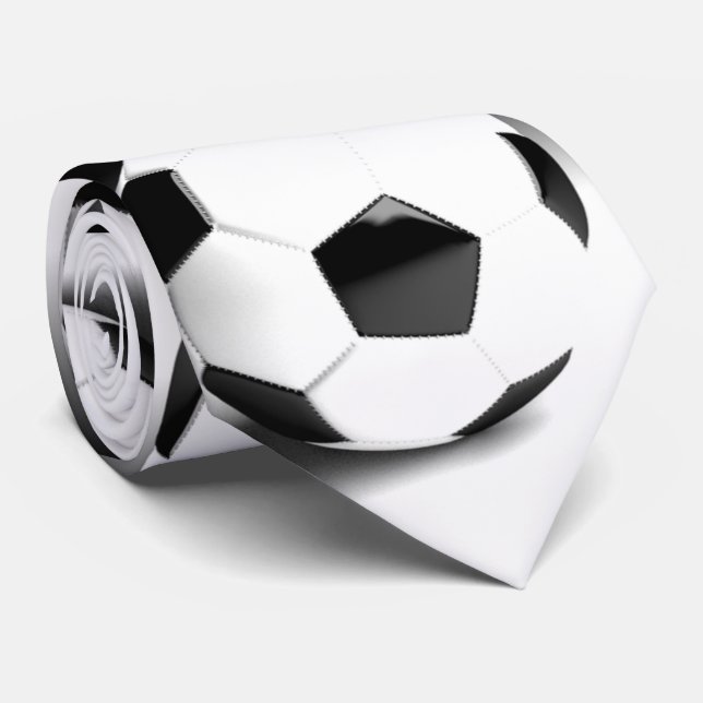 Cravate Balle de football noir blanc (Roulé)