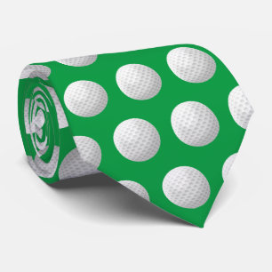 Cravate balle de golf blanche en vert
