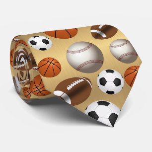 Cravate Balles de Sport Football Futbol Noir et Blanc Or