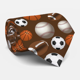 Cravate Ballons de Sport Football Futbol Noir et Blanc Or