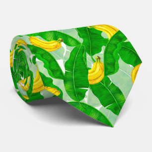 Cravate Bananes et aquarelle feuille