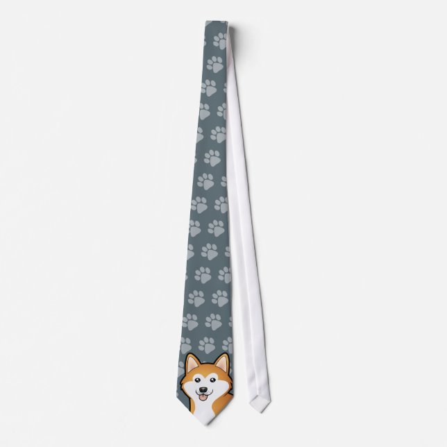 Cravate Bande dessinée Akita Inu/Shiba Inu (Devant)