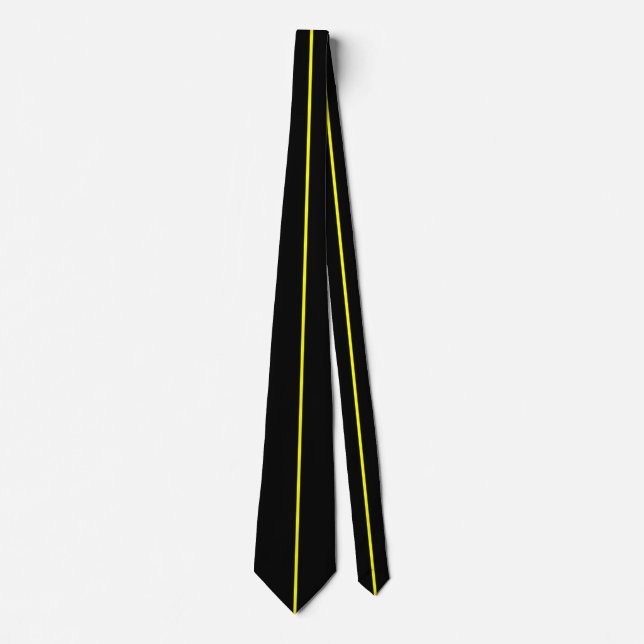 Cravate Bande jaune verticale sur noir (Devant)