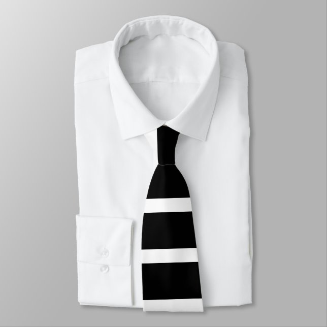 Cravate Bande noire et blanche moderne (Attaché)