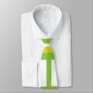 Cravate Bandes de couleur blanc vert citron