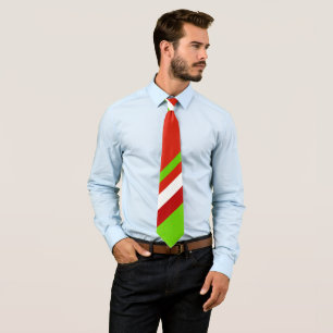 Cravate Bandes diagonales rouge vert et blanc