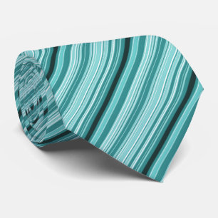 Cravate Bandes - Motif Turquoise Bleu Vert Bleu Bande