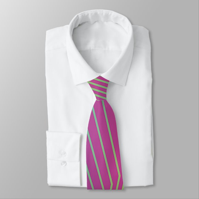Cravate Bandes multicolores violettes roses (Attaché)