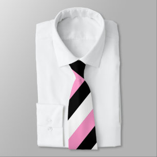 Cravate Bandes noires, blanches et roses