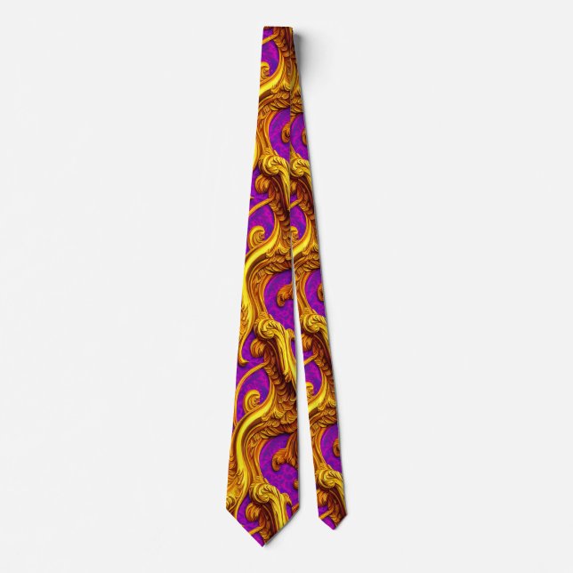 Cravate Baroque Rococo Golden Purple Filagree (Devant)