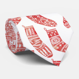 Cravate Bas nordiques Noël scandinave Rouge Blanc