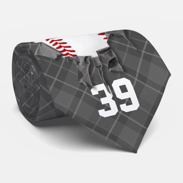 Cravate Baseball déchiré (noir/personnalisé) (Roulé)